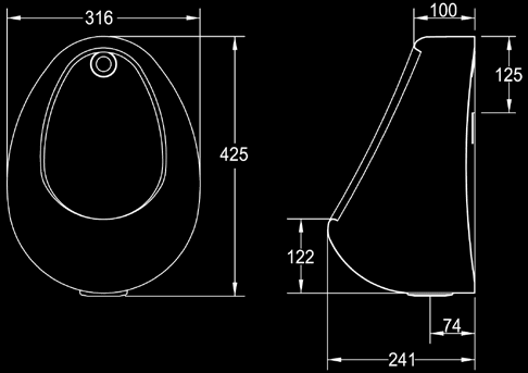 Bowl urinal dimensions