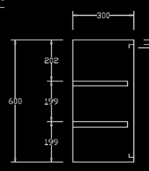 Stainless steel medical cabinet diagram side view
