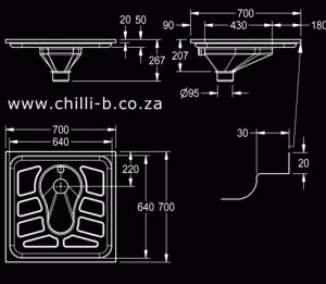 Stainless steel squat pan dimensions