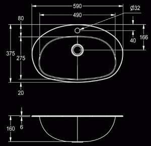 Oval V inset vanity basin dimensions