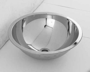 Round stainless steel inset basin