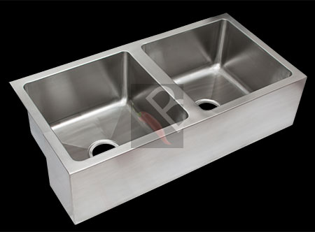 Double stainless steel butler sink with two 90mm basket strainer wastes included. Tap to be mounted behind the sink or wall mounted.