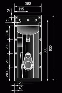 HDTX850 heavy duty combi unit bolt fixing type prison toilet diagram back view