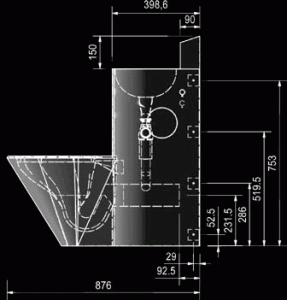 HDTX860 Stainless steel prison toilet basin combination diagram side