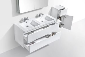 VENICE 1200mm white gloss two drawers vanity and cabinet-mirror