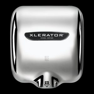 shiny chrome Excel Xlerator hand dryer chrome