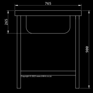 MTS Mortuary table with bowl at one end diagram side