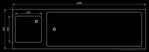 MTS Mortuary table with bowl at one end diagram top