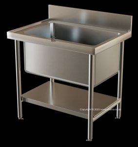 single bowl pot sink with solid under shelf