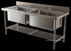 P2 pot sink stainless steel industrial slatted under shelf franke