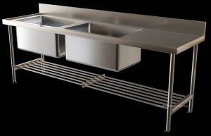 slatted under shelves p2 2400mm commercial catering sink