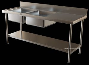 industrial restaurant double bowl sink metal shelves south africa