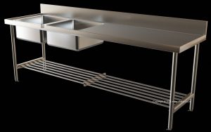 large double bowl catering sink slatted under shelves restaurant type south africa