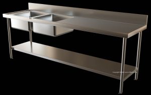 commercial grade catering sink 2400mm drain area stainless steel