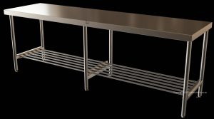 industrial catering table under shelf slatted 2400mm stainless heavy duty extra legs