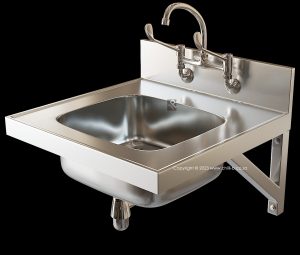 hospital single bowl sink scrub unit stainless steel elbow action medical tap