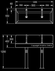 2 bay hands free wash basin