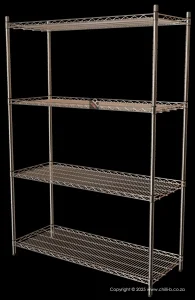 Chrome plated 4 four tier free standing wire shelves chrome stainless steel