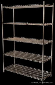 Chrome plated five 5 tier free standing wire shelves chrome stainless steel