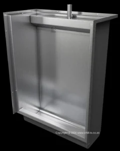 small school urinal one person free standing against wall