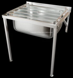 hospital heavy duty drip sink with front feet and removable grid made from stainless steel